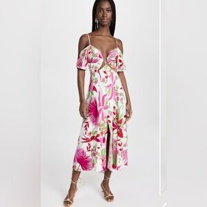 Cult Gaia Dina Linen Blend Floral Midi Dress
